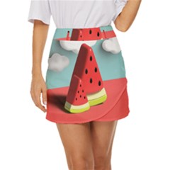 Strawberries Fruit Mini Front Wrap Skirt by Grandong