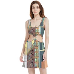 Building Urban Architecture Tower Velour Cutout Dress by Grandong
