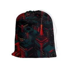 A Dark City Vector Drawstring Pouch (xl) by Proyonanggan