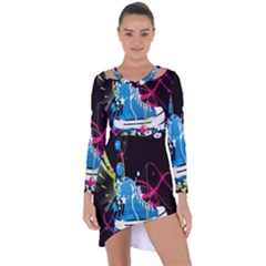 Sneakers Shoes Patterns Bright Asymmetric Cut-out Shift Dress by Proyonanggan