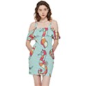 Seahorse Seashell Starfish Shell Shoulder Frill Bodycon Summer Dress View3