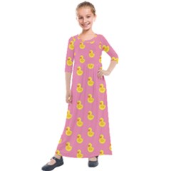 Rubber Duck Pattern Kids  Quarter Sleeve Maxi Dress by Valentinaart