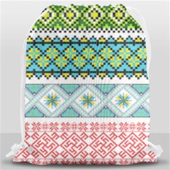 Ukraine Ornament Pattern Symbolism Geometric Drawstring Bag (large) by pakminggu