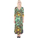 Monkey Tiger Bird Parrot Forest Jungle Style Quarter Sleeve Wrap Maxi Dress View1