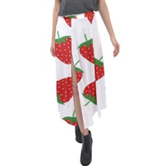 Seamless Pattern Fresh Strawberry Velour Split Maxi Skirt by Bangk1t