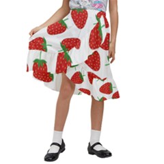 Seamless Pattern Fresh Strawberry Kids  Ruffle Flared Wrap Midi Skirt by Bangk1t
