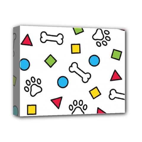 Dog Paw Seamless Pattern Footprint Bone Deluxe Canvas 14  X 11  (stretched) by Bangk1t