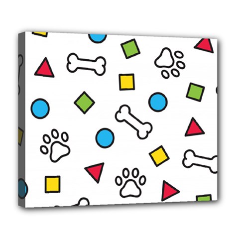 Dog Paw Seamless Pattern Footprint Bone Deluxe Canvas 24  X 20  (stretched) by Bangk1t