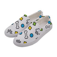 Dog Paw Seamless Pattern Footprint Bone Women s Canvas Slip Ons by Bangk1t