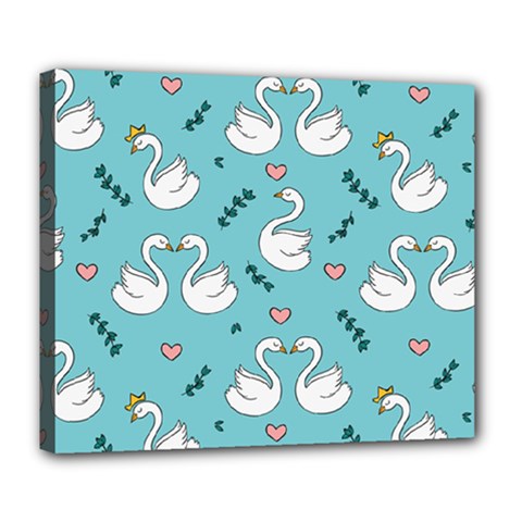 Elegant Swan Pattern Design Deluxe Canvas 24  X 20  (stretched) by Bangk1t