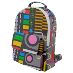 Pattern Geometric Abstract Colorful Arrows Lines Circles Triangles Flap Pocket Backpack (small) by Bangk1t