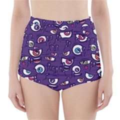 Eye Artwork Decor Eyes Pattern Purple Form Backgrounds Illustration High-waisted Bikini Bottoms by Bangk1t