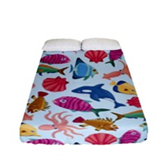 Sea Creature Themed Artwork Underwater Background Pictures Fitted Sheet (full/ Double Size) by Bangk1t