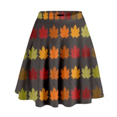 Autumn Fall Leaves Season Background Glitter Art High Waist Skirt by Bangk1t