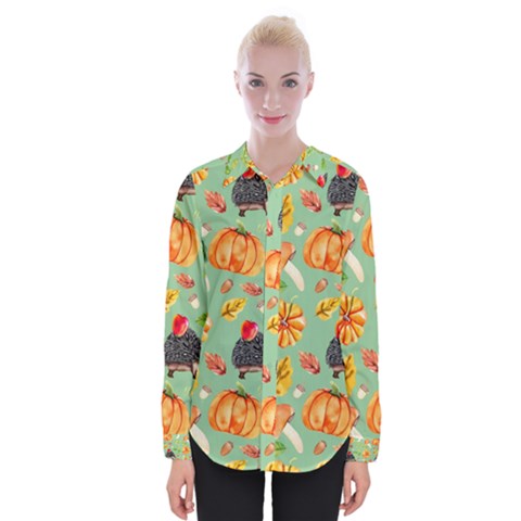 Autumn Seamless Background Leaves Wallpaper Texture Womens Long Sleeve Shirt by Bangk1t
