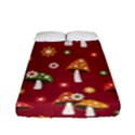 Woodland Mushroom And Daisy Seamless Pattern On Red Backgrounds Fitted Sheet (Full/ Double Size) View1
