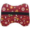 Woodland Mushroom And Daisy Seamless Pattern On Red Backgrounds Head Support Cushion View2