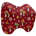 Woodland Mushroom And Daisy Seamless Pattern On Red Backgrounds Head Support Cushion View3