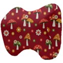 Woodland Mushroom And Daisy Seamless Pattern On Red Backgrounds Head Support Cushion View4
