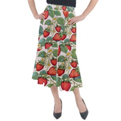 Strawberry Fruit Midi Mermaid Skirt by Amaryn4rt
