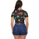 Seamless Pattern Space Side Button Cropped Tee View4