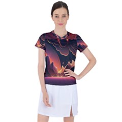 Fire Flame Burn Hot Heat Light Burning Orange Women s Sports Top by pakminggu
