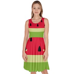 Watermelon Fruit Food Healthy Vitamins Nutrition Knee Length Skater Dress With Pockets by pakminggu