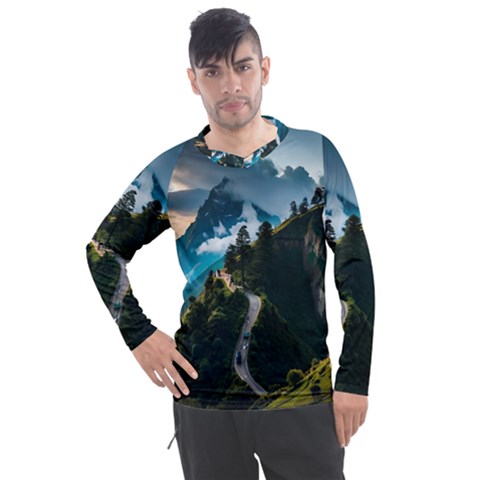 Nature Mountain Valley Men s Pique Long Sleeve Tee by Ravend