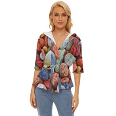 Stones Lightweight Drawstring Hooded Top by artworkshop