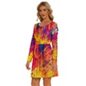 Various Colors Long Sleeve Wide Neck Velvet Dress View2