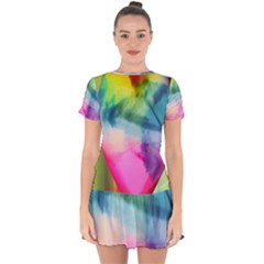Heart Design Drop Hem Mini Chiffon Dress by Trending