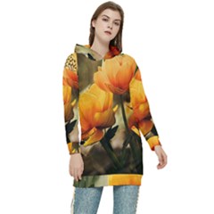 Yellow Butterfly Flower Women s Long Oversized Pullover Hoodie by artworkshop