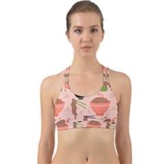 Japanese Street Food Soba Noodle In Bowl Pattern Back Web Sports Bra by Grandong