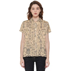 Aztec Tribal African Egyptian Style Seamless Pattern Vector Antique Ethnic Short Sleeve Pocket Shirt by Grandong