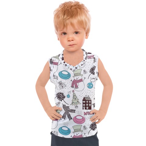 Christmas Themed Collage Winter House New Year Kids  Sport Tank Top by Grandong