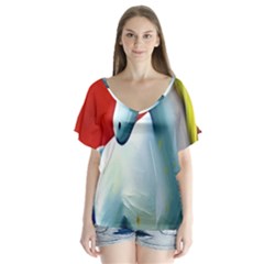 Unicorn Design V-neck Flutter Sleeve Top by Trending