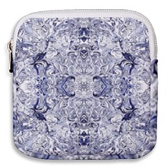 Blue Biro Arabesque Mini Square Pouch by kaleidomarblingart