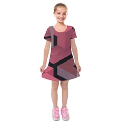 Blocks Abstract Pattern Art Kids  Short Sleeve Velvet Dress by Grandong