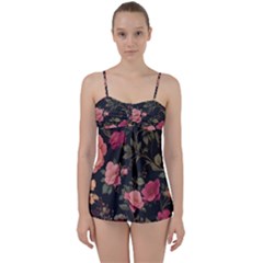 Flower Pattern Babydoll Tankini Set by Grandong