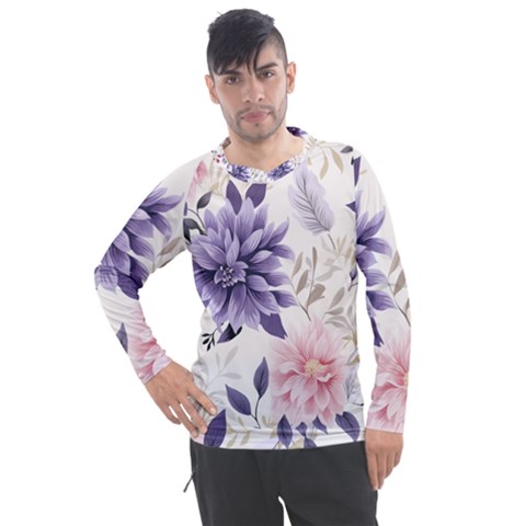 Flowers Pattern Floral Men s Pique Long Sleeve Tee by Grandong
