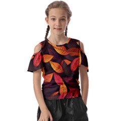 Leaves Autumn Kids  Butterfly Cutout Tee by Grandong
