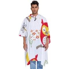 Seamless-pattern-vector-owl-cartoon-with-bugs Men s Hooded Rain Ponchos by pakminggu