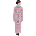 Cute Happy Duck Gift Card Design Seamless Pattern Template Turtleneck Maxi Dress View2
