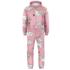 Cute-unicorn-seamless-pattern Hooded Jumpsuit (men) by pakminggu