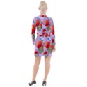 Seamless Pattern With Roses And Butterflies Button Long Sleeve Dress View2