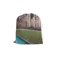 Building City Urban Path Road Skyline Drawstring Pouch (medium) by uniart180623