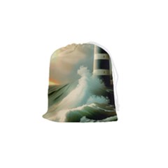 Sea Ocean Waves Lighthouse Nature Drawstring Pouch (small) by uniart180623
