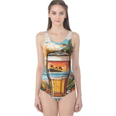Beach Summer Drink One Piece Swimsuit by uniart180623