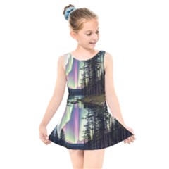 Northern Lights Aurora Borealis Kids  Skater Dress Swimsuit by uniart180623