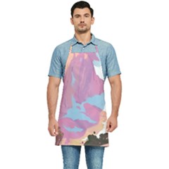 Pink Mountains Grand Canyon Psychedelic Mountain Kitchen Apron by uniart180623